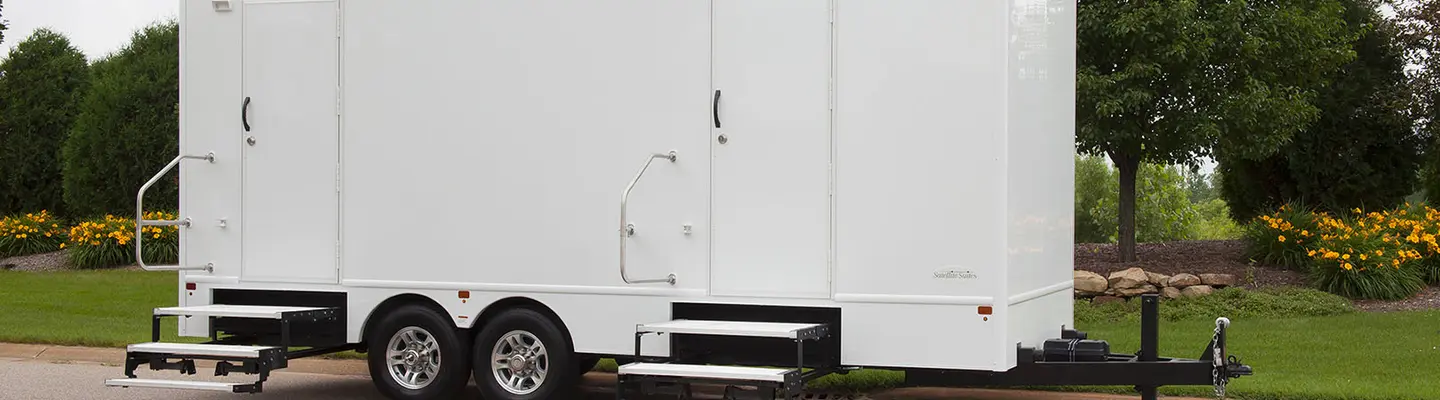 Restroom trailer on site
