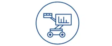 icono de brazo de elevación y gráfico