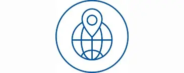 icono de pin de ubicación y globo