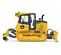 Buldócer con baja presión sobre el suelo John Deere amarillo 