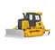 Buldócer con baja presión sobre el suelo John Deere amarillo 