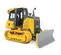 Buldócer con baja presión sobre el suelo John Deere amarillo 