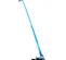 Wide side view of a blue Genie boom lift with extended arm and basket.