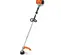 Cortadora de maleza, a gasolina STIHL naranja, negra, blanca y plateada