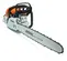 Sierra de cadena, 20 in, a gasolina STIHL naranja, gris y negra