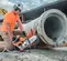 Sierra de corte para concreto, 14 in, a gasolina STIHL naranja, blanca y negra
