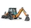Orange and gray CASE 60-90 HP Backhoe Loader, 14 ft. de profundidad de excavación