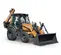 Cargador para retroexcavadora CASE naranja y gris de 90 – 105 HP, 14 – 16 ft de profundidad de excavación, con Extendahoe