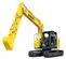 Excavadora de 30,000 – 35,000 lb, sin oscilación posterior KOBELCO amarilla y gris
