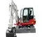 White, red and gray TAKEUCHI 10,000-12,000 lb. Mini Excavator