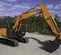 Orange Hitachi excavator