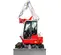 Red, white and black Takeuchi Excavator with Zero Tail Swing
