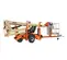 Beige and orange electric towable boom lift