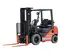 An orange and gray Toyota forklift with orange forks, featuring "United Rentals" branding, shown from a front-right, slightly elevated angle on a white background.