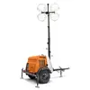 Torre de luz remolcable Generac naranja con generador de 6 kW