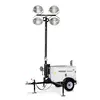 White and black GENERAC Towable Light Tower with 6kW Generator, 4,200W, 30 ft. de mástil vertical, a diésel