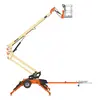 Beige and orange electric towable boom lift