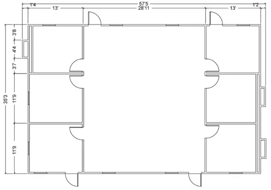 Plano de planta del edificio FAST de 3 ambientes