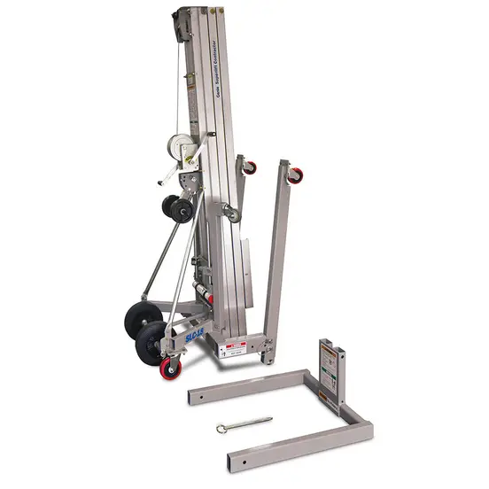 Elevador de materiales manual de 16 – 18 ft Genie plateado con conexión retirada