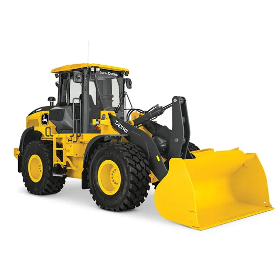 Cargador sobre neumáticos John Deere amarillo