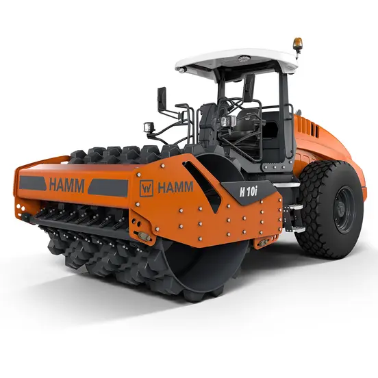 Hamm naranja y negro de 80 – 89 in Aplanadora vibratoria de tambor sencillo con pata de cabra montable de 27.5 toneladas