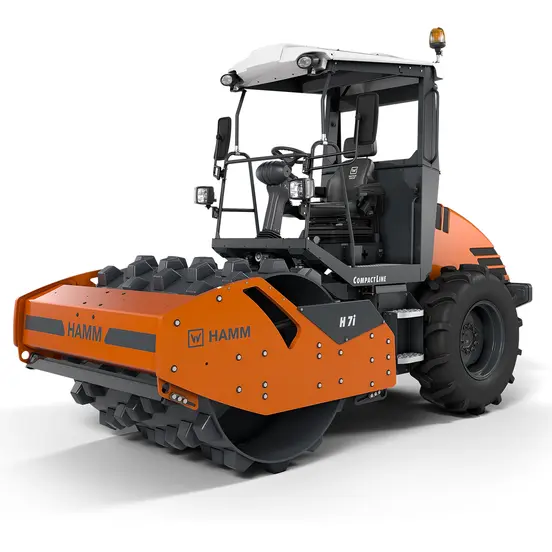 Aplanadora vibratoria de tambor sencillo con pata de cabra montable Hamm naranja