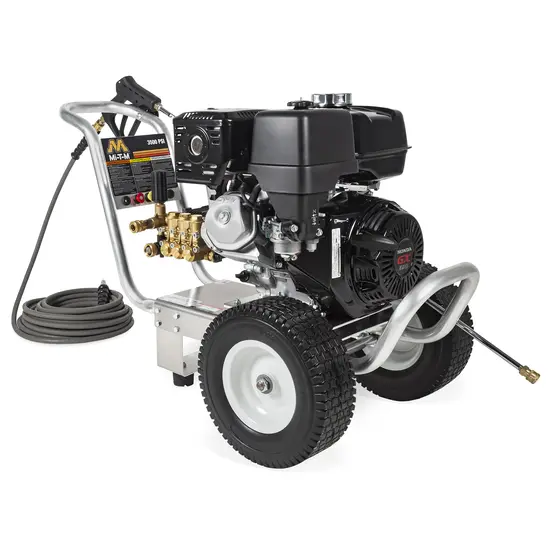 Lavadora a presión de 3,500 psi Mi-T-M plateada y negra