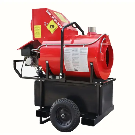 Calentador de fuego indirecto, 200 BTU, a diésel CAMPO rojo y negro