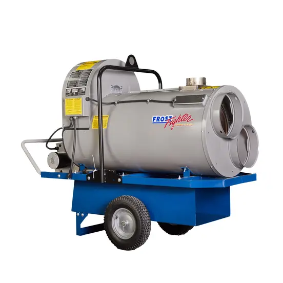 Calentador de fuego indirecto, 420,000 – 500,000 BTU/h, combustible doble a propano/gas natural FROSTFGHTR gris y azul