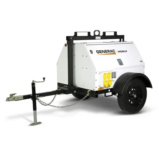 Generador remolcable de 13 kW, a diésel de nivel 4 GENERAC blanco y negro