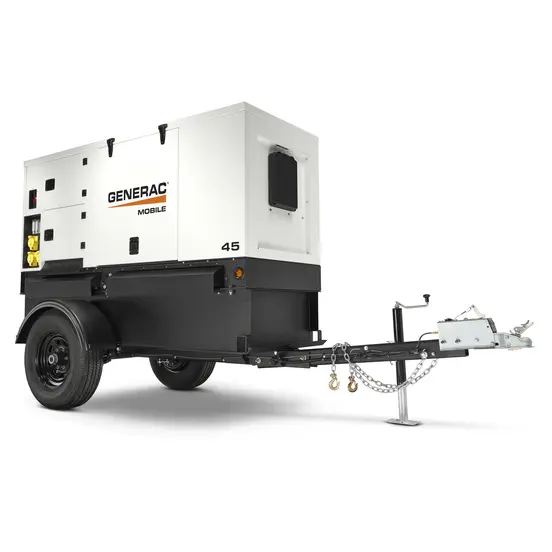 Generador remolcable de 36 – 40 kW, a diésel de nivel 4 GENERAC blanco y negro