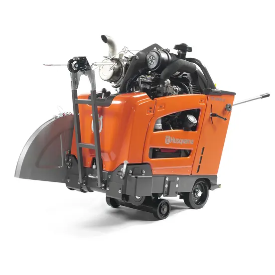 Sierra de concreto manual autopropulsada Husqvarna naranja y gris
