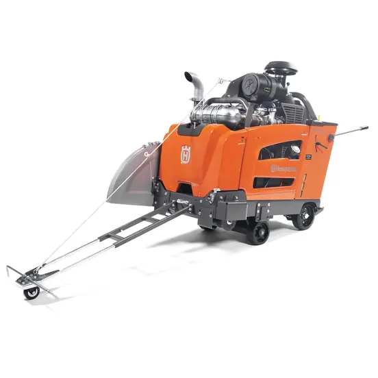 Sierra de calle para concreto autopropulsada Husqvarna naranja y gris