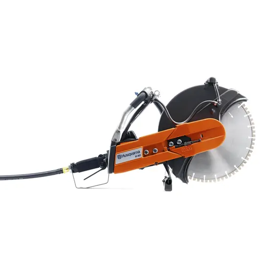 Sierra de concreto neumática, 12 – 14 in HUSQVARNA naranja, negra y plateada