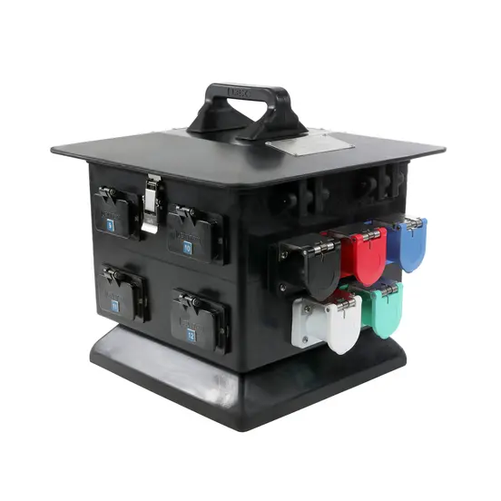 Panel de alimentación de cables de caja cuádruple de 100 A LEX negro, rojo, blanco, azul y celadón 