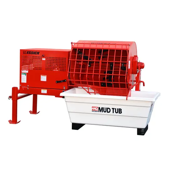 Mezcladora de mortero, 12 ft³, a gasolina MULTIQUIP roja y blanca
