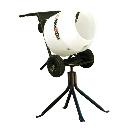 Mezcladora de concreto, 3 ft³, eléctrica MULTIQUIP blanca y negra