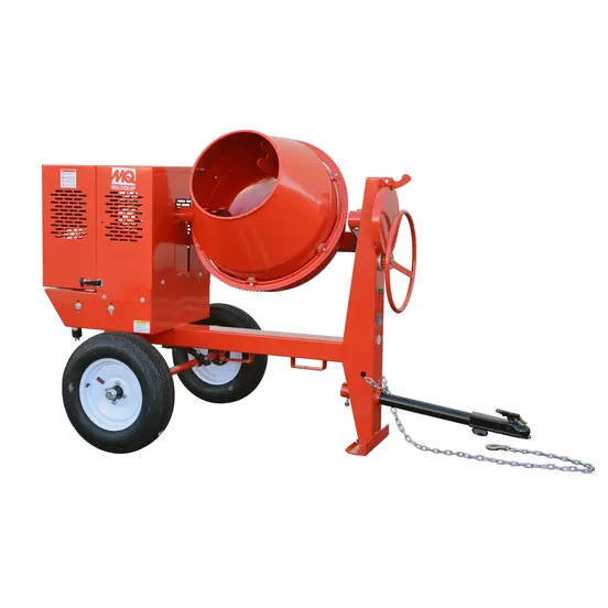 Mezcladora de concreto, 6 ft³, remolcable, a gasolina o eléctrica MULTIQUIP roja