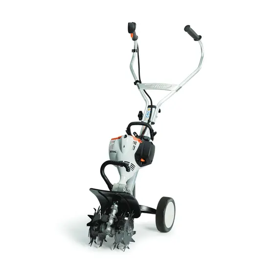 Arado portátil, motor de dos tiempos STIHL blanco, plateado y negro