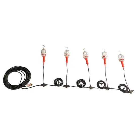 Serie de luces de trabajo para exteriores blanca, naranja y negra con 5 cabezales