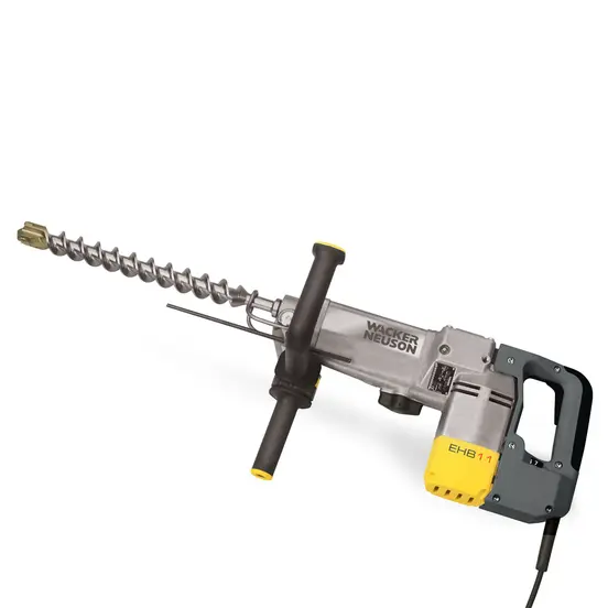 Taladro de martillo eléctrico rotatorio Wacker Neuson plateado y amarillo