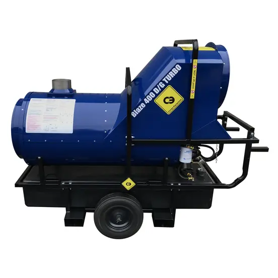 Calentador, 400,000 BTU, con ductos CAMPO azul y negro