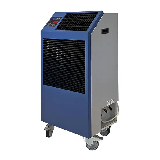 Aire acondicionado portátil enfriado a agua de 1.5 toneladas, 18,000 BTU, 115 V OCEANAIRE, azul, gris y negro