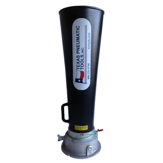 Bocina de aire Venturi de 8 pulgadas Texas Pneumatic negra y plateada