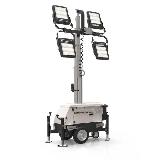 Torre de luz LED portátil, eléctrica GENERAC blanca, plateada y negra