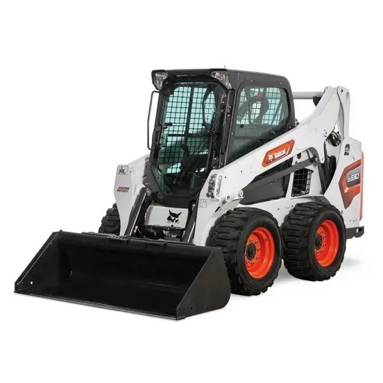 Cargador compacto de 1,900 – 2,000 lb BOBCAT blanco, negro y naranja