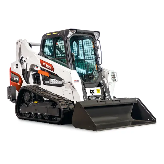 Cargador sobre orugas compacto de 2,000 – 2,400 lb BOBCAT blanco, negro y naranja