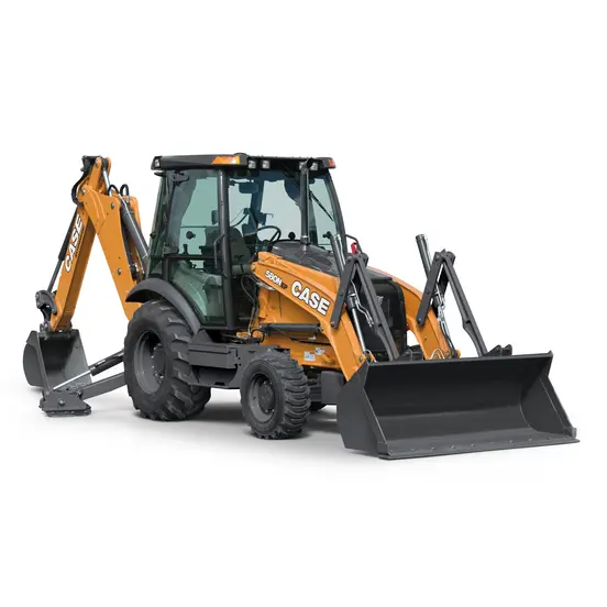 Orange and gray CASE 60-90 HP Backhoe Loader, 14 ft. de profundidad de excavación
