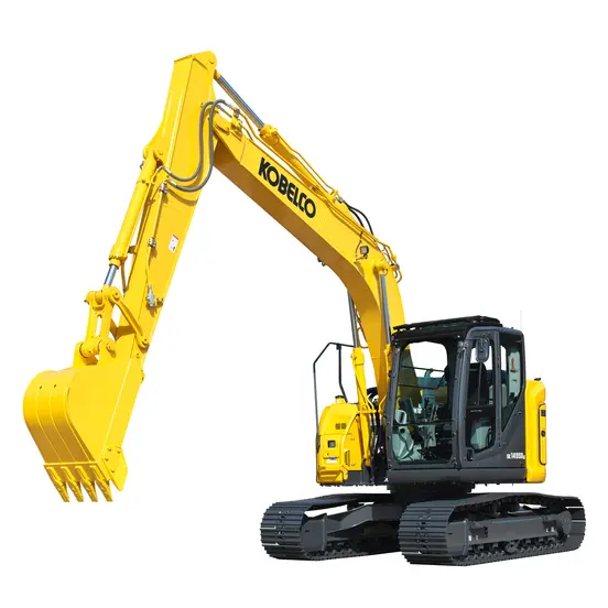 Excavadora de 30,000 – 35,000 lb, sin oscilación posterior KOBELCO amarilla y gris