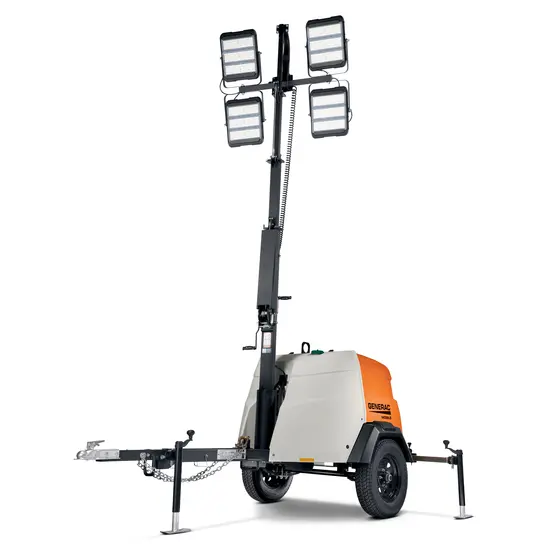 Torre de luces GENERAC remolcable en blanco, naranja y negro (especificación del DOT para señalizadores)